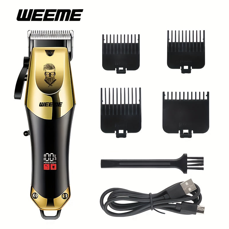 Men's Grooming Kit - USB Rechargeable Hair Clipper, Nose Trimmer, Electric Shaver & Detail Trimmer Set, Zinc Alloy Body, 3500mAh Battery, White Black Gold