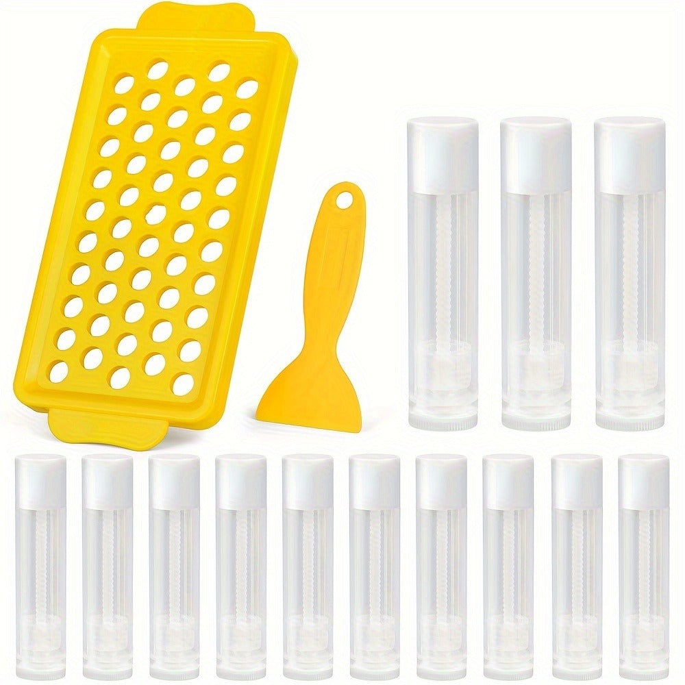 Lip Balm Tubes with Filling Tray and Spatula Set, 50Pcs 5.5ml 3/16 Oz Clear Lip Balm Containers, BPA Free & Leak Free Lip Balm Making Kit