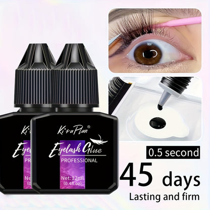 Lash Extension Glue Low Allergy — Strong Hold Adhesive 6-7 Weeks Retention, Quick Dry DIY Eyelash Glue for Individual & Cluster Lashes, Beginner-Friendly Sensitive Eye Formula, Black