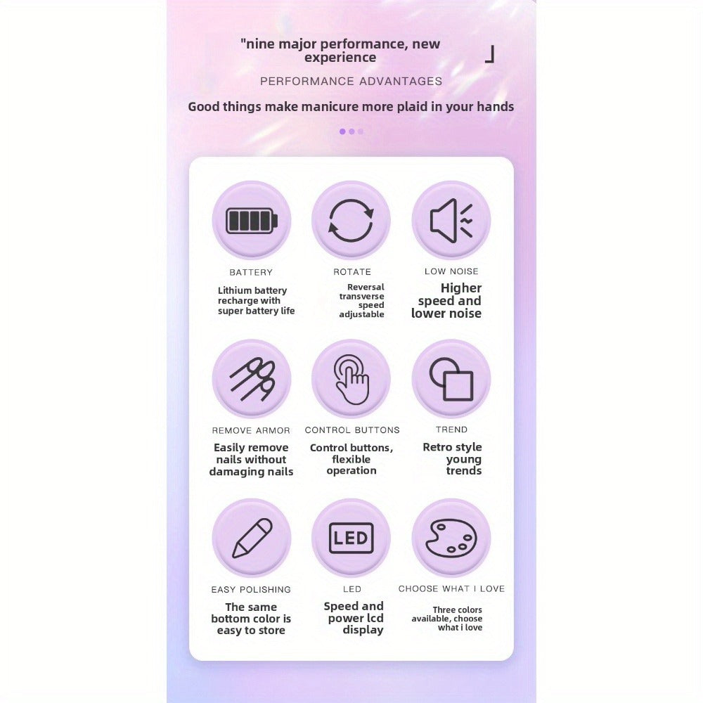 Professional E- for nail Drill 45000 RPM Rechargeable Electric for nail File Kit Portable&Low Noise for nail Drill Manicure Pedicure Tools Polishing Set With for nail Drill Bits Sanding Bands For Nail Salon&Perfect Holiday Gifts For Women