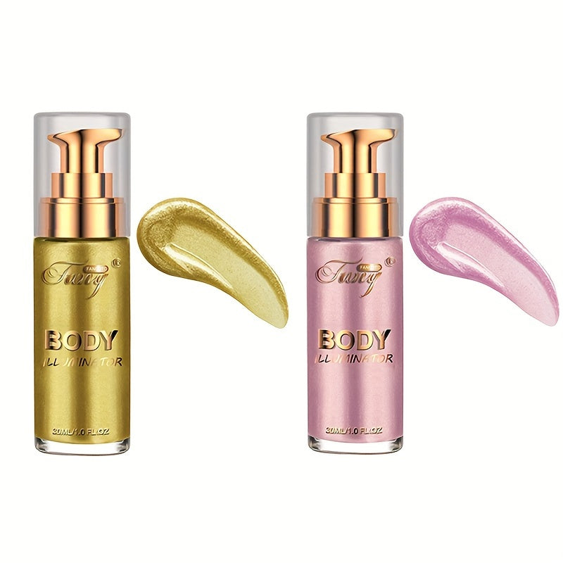 Liquid Luminizer Set of 2 Moisturizing Shimmer Highlighter for Face & Body All-in-One Glow Makeup Summer Bronzer Illuminator Women Gift