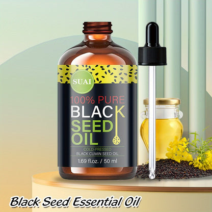 Black Seed Oil 100% Pure Cold Pressed Moisturizing Firming Multi-Use for Face Body Hair Nails Eyelashes Natural Plant Extract Skincare Oil All Skin Types Daily Skincare Routine