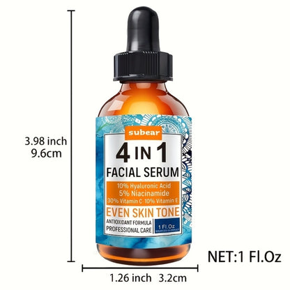 Facial Serum Set 4-in-1 – Hyaluronic Acid, Niacinamide, Vitamin C & Vitamin E Moisturizing & Brightening Serum for All Skin Types, 30ml Each, 4 Pieces