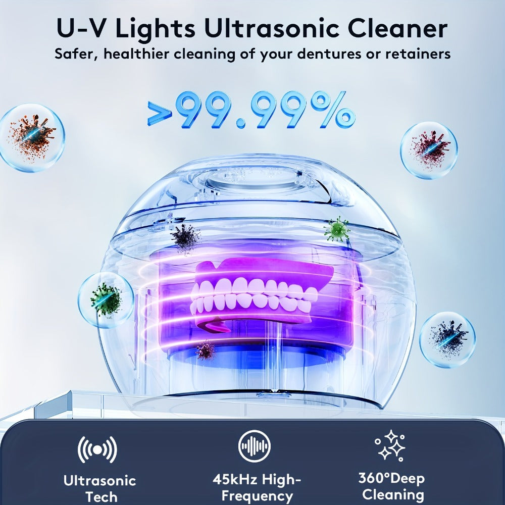 Soundwave Technology Retainer Cleaner Machine - 6.76oz/45kHz Soundwave Technology U-V Cleaner, Portable Soundwave Technology Jewelry Cleaner, Retainer Cleaner Machine for Dentures, Retainer, Aligner, Braces, Mouth Guard, Local Warehouse, The Perfect