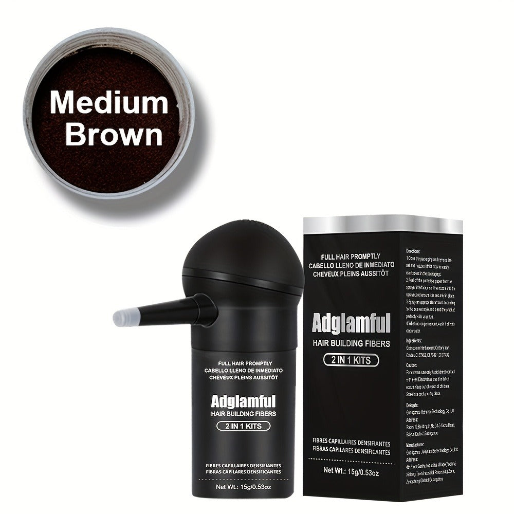 Hair Building Fibers 2-in-1 Kit 15g - 1-Second Adsorption Natural Invisible Thinning Hair Concealer | Covers Gray | For Men & Women | 4 Shades