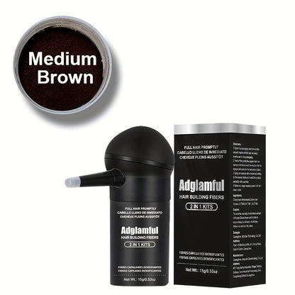 Hair Building Fibers 2-in-1 Kit 15g - 1-Second Adsorption Natural Invisible Thinning Hair Concealer | Covers Gray | For Men & Women | 4 Shades