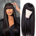 Long Straight Hair Wigs Black Heat Resistant Fiber Hair Full Machine Wig With Bangs Cosplay Party Wig For Fashion Women Cosplay Wig For Halloween Family Wig Party Hair Wigs