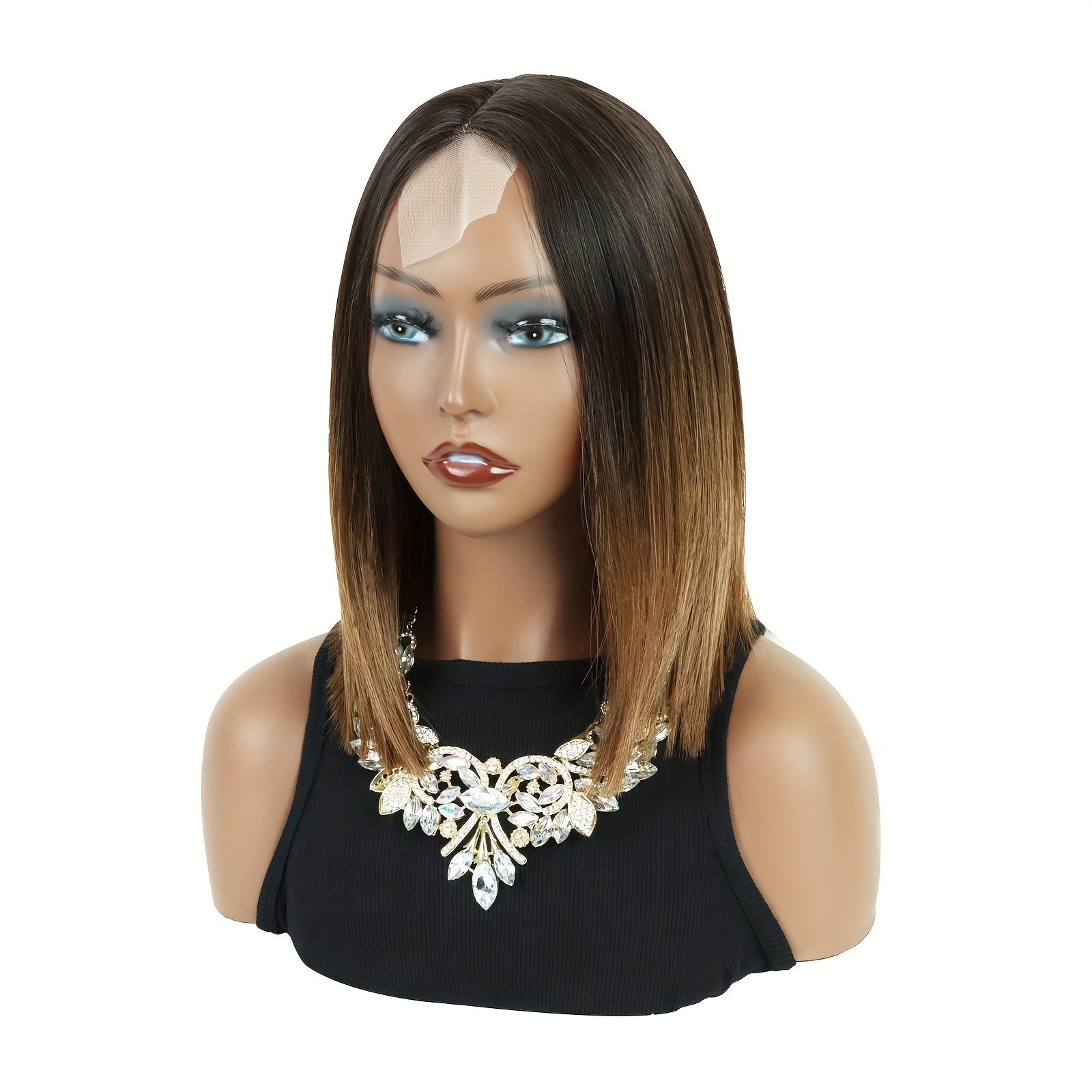 Black And Brown U Part Lace Bob Wigs 13*2 Ombre Brown Bob Front Wig 12 Inch Straight Hair Wigs Lace Front Synthetic Hair Wigs Merry Christmas Hair