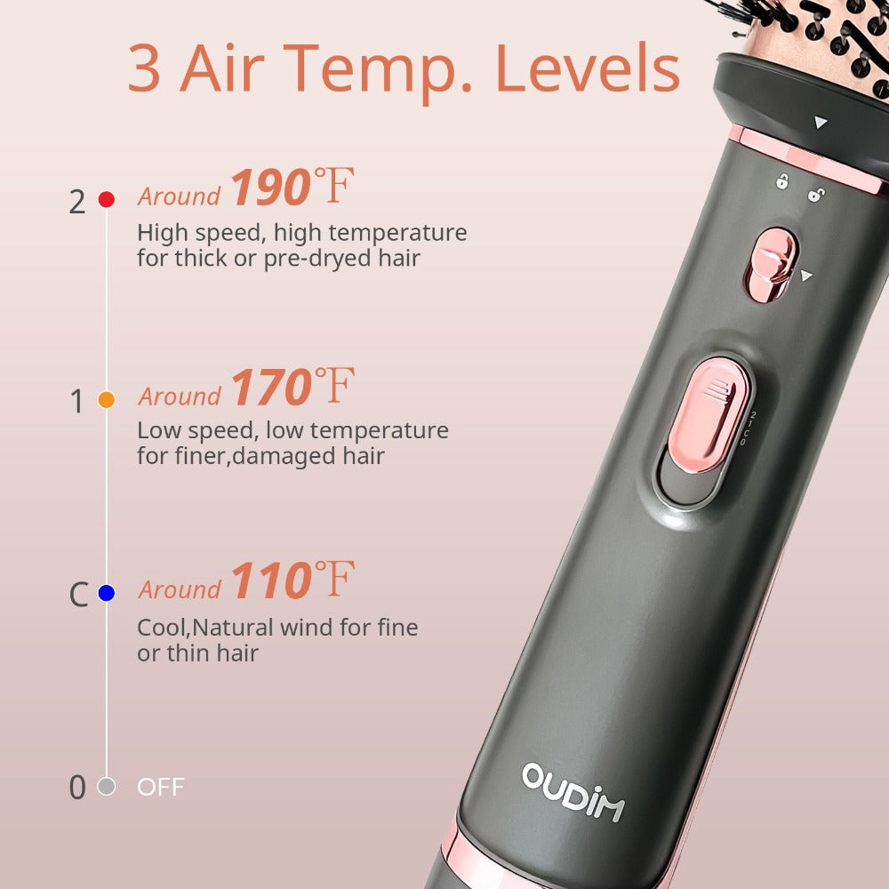 Professional Multi-Functional Hot Air Brush, Negative Ion Tech For Frizz-Free Hot Air, Hair Dryer Brush And Styler, Air Styling Brush Combines, Curling Iron, Massage Straightening Brush, Multiple Temperature & Wind Speed Settings