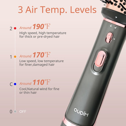 Hot Air Brush Negative Ion Hair Dryer Brush & Styler — Curl, Straighten, Massage & Blow Dry with Multiple Temperature & Wind Speed Settings, Frizz-Free Styling