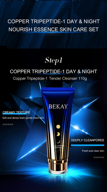 Skincare Gift Set Blue Copper Peptide & Astragalus 12pcs Box - Day Night Cream Sleep Mask Firming Brightening for All Skin Types - Valentine's Day Gift for Women