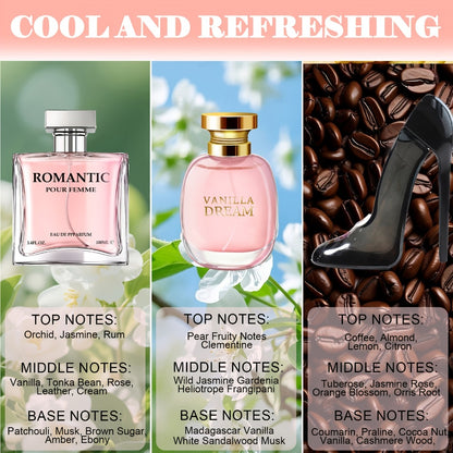 Women's Perfume Set 3-Pack Signature Fragrance Collection 10.1oz - Quince Lychee Musk, Pear Vanilla Sandalwood & Amber Berry Woods, Long Lasting Floral Scents for Everyday Elegance & Gifting