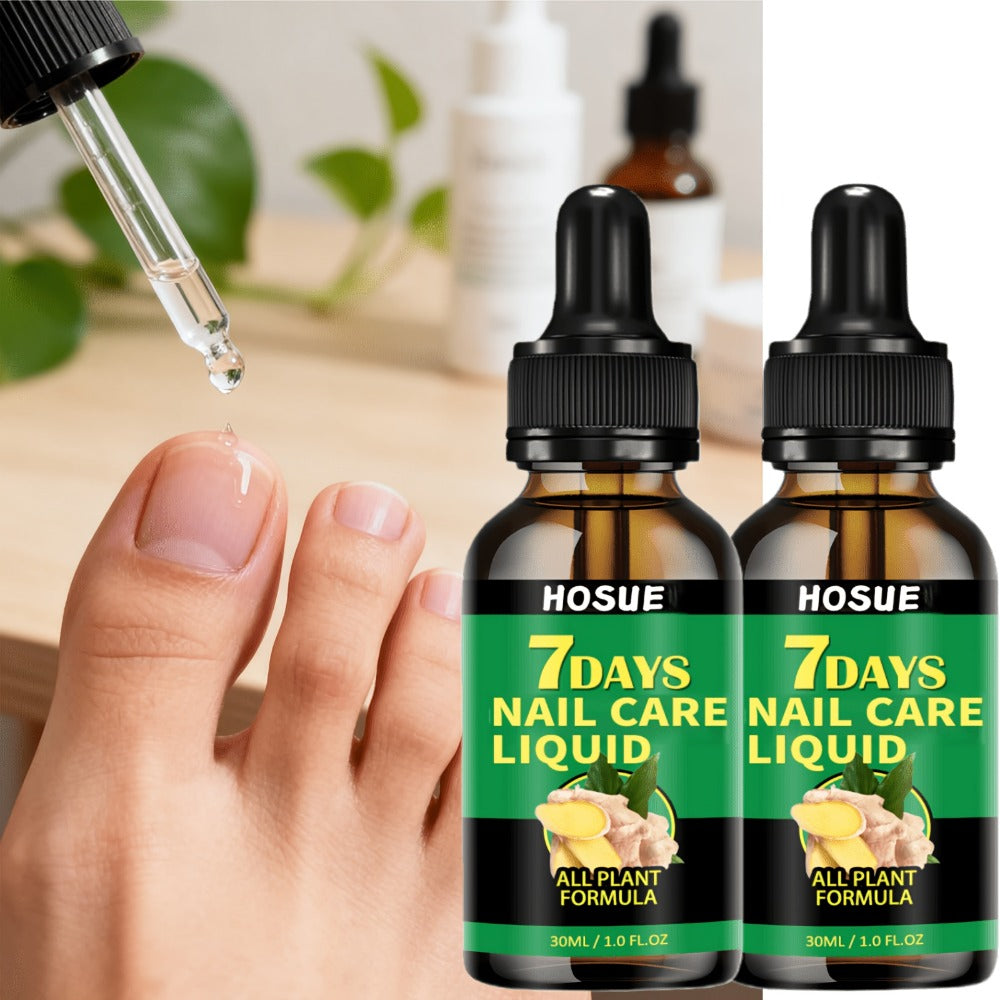 Nail Care Liquid Ginger Plant Formula 1.01oz Fixes Uneven Yellowing Gray Nails in 7 Days Daily Nail Treatment After Manicure HOSUE 2-Piece Set