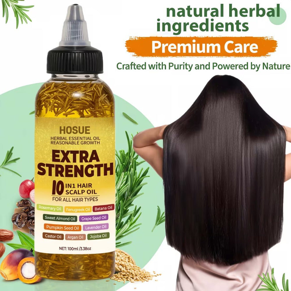 Botanical Hair Oil 10-in-1 Herbal Essential Oil Batana Rosemary Fenugreek Castor Red Onion Ginseng Turmeric Pumpkin Seed Nourishes Strengthens Shines All Hair Types 3.38oz