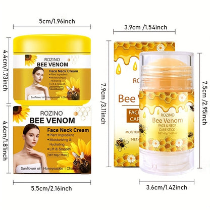 Honey Skincare Set 4pcs Natural Plant-Based - Hyaluronic Acid & Squalane Body & Face Care Kit for All Skin Types - Gentle Moisturizing Skin Care Gift Set Women