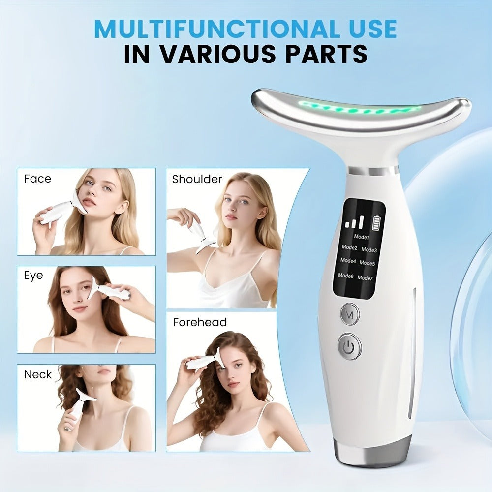 7-in-1 Facial and Neck Beauty Device, Multifunctional Rechargeable Face & Neck Massager - Perfect Gift for Women & s, Christmas Present, Neck And Face Lifting Massager, Face Massager, Face Massager for Women
