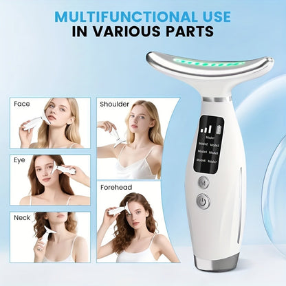 Facial Lifting Device 7-in-1 EMS Microcurrent Neck Face Massager LED Photon Therapy Skin Tightening Anti-Aging Rechargeable Beauty Tool for Women