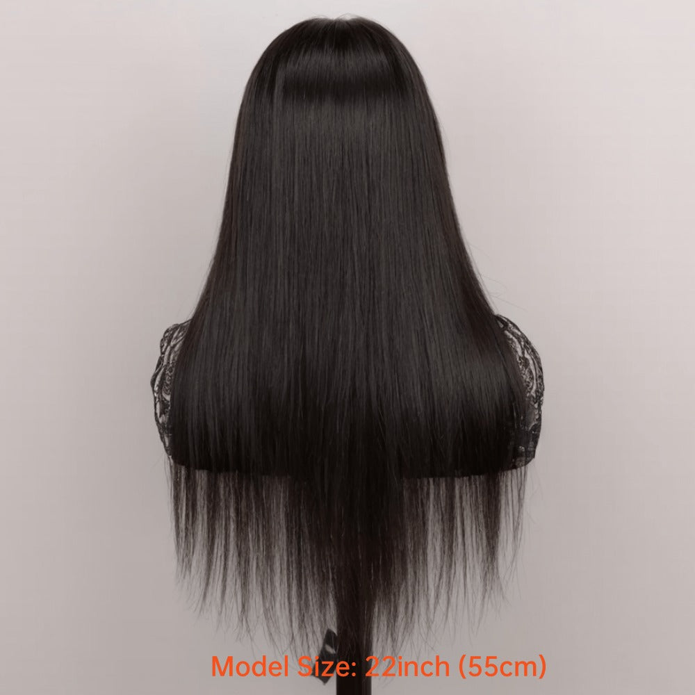 4x4 Lace Closure Wig Human Hair Straight Glueless Pre-Plucked Natural Hairline Black Straight Wig 12-28 Inch Women No Glue Easy Wear Versatile Parting