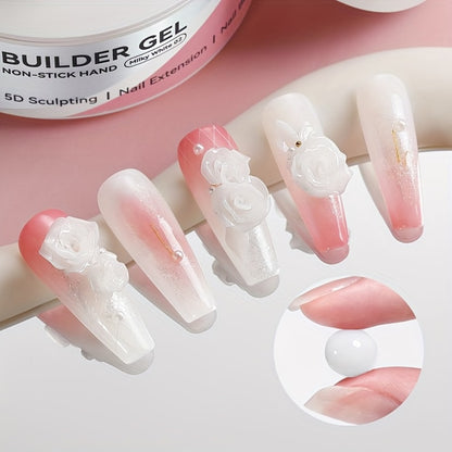 Builder Gel Nail Extension Sculpting Gel 60g No-Sticky Soak-Off – Clear & Milky White 3D Carving Molding UV/LED Curable Construction Gel for DIY & Salon Nail Art Women by BORN PRETTY
