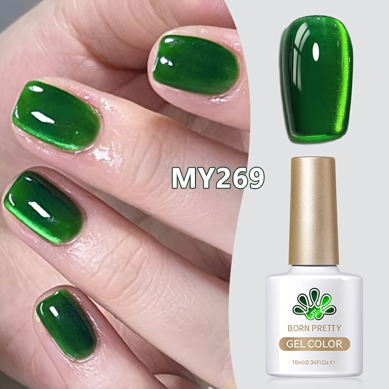 BORN PRETTY 0.34oz Imperial-Green Cat Magnetic Gel LED Soak-Off Gel for DIY Manicure, Long-Lasting, for Women And s