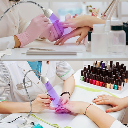 LED Nail Dryer Clip-On Hands-Free Flexible Metal Tube Multi-Color Lighting with 10pc Nail Glue Manicure Pedicure Tool Holiday Birthday Gift White Black