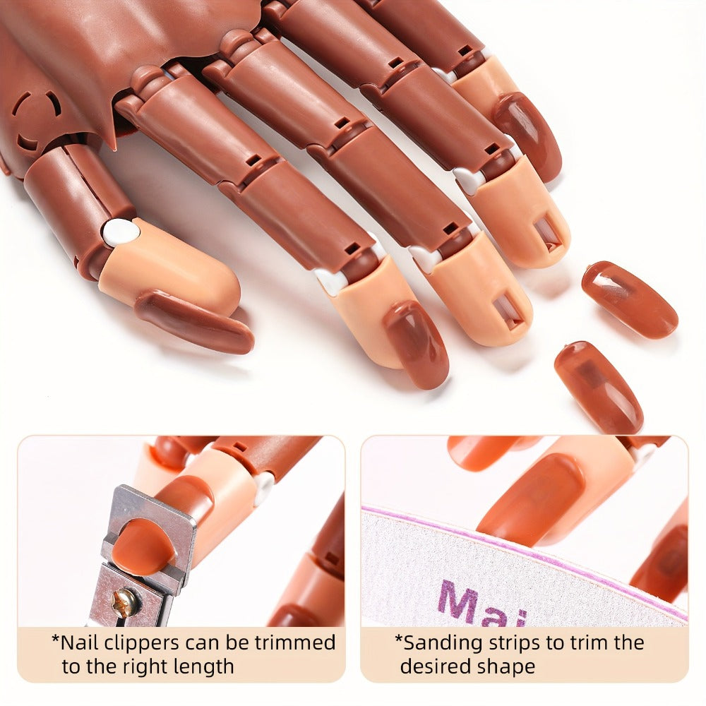 Acrylic Nail Exercise Hand, Flexible Nail Exercise Hand Training Kit, Nail Practice Fake Nail Glove Set
