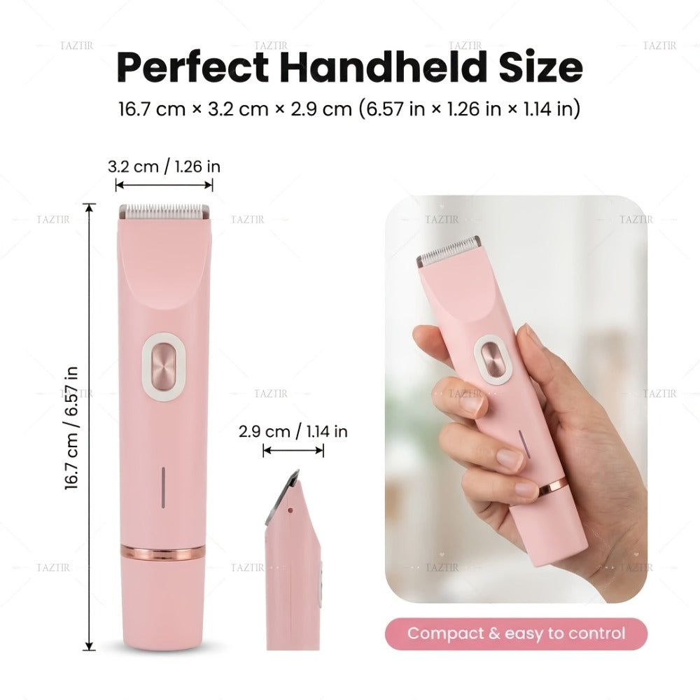 1pc Dual-Head Electric Hair Trimmer for Women, Rechargeable Lithium Battery, USB Charging, Multipurpose Bikini Razor and Face Shaver for Arms, Thighs, Body with Rechargeable Lithium Battery, USB Charging, for Ideal New Year Gift