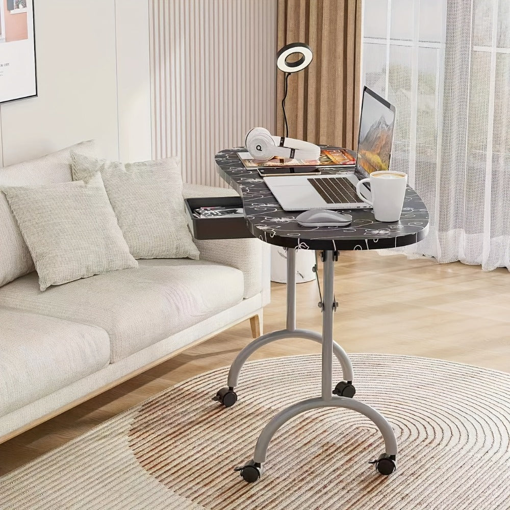 Foldable Nail Table for Manicures, Featuring a Drawer, LED Lamp, Four Lockable Wheels, And a Carrying Bag, Designed for with a Wrist Cushion