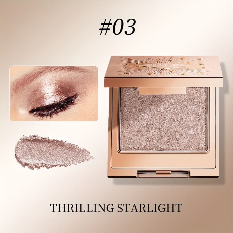 AMG Golden Star Glowing Eyeshadow Palette - 5 Shimmer Shades, Waterproof & Sweatproof, Creamy Formula with Built-in Mirror, High-End Luxury Packaging, Ideal Gift for All Light Beige Tones, Elegant Makeup | Radiant Finish | Shiny Shimmery Effect