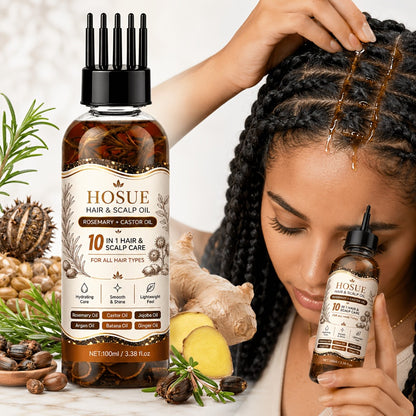 Botanical Hair Oil 10-in-1 Herbal Essential Oil Batana Rosemary Fenugreek Castor Red Onion Ginseng Turmeric Pumpkin Seed Nourishes Strengthens Shines All Hair Types 3.38oz