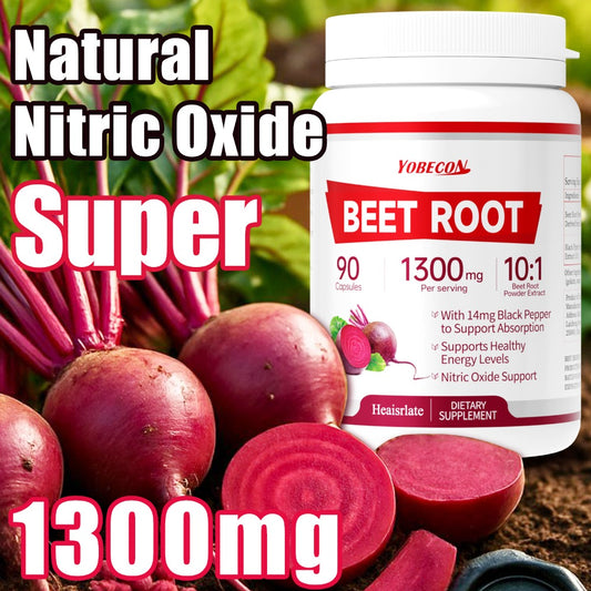 [Natural Nitric Oxide] 1/2/3 Bottles Beet Root Capsules-1300Mg High Strength Per Serving-Plant-Based Formula for Blood Flow, Intestinal Digestion, & Circulation Support-Local Warehouse Vitamins And Supplements, Vegetarian Capsules