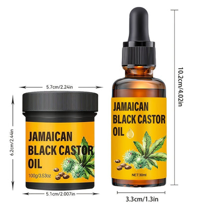 Jamaican Black Castor Oil Hair Care Set 2PCS - Pure Cold-Pressed Castor Oil & Hair Cream, Scalp Moisturizer, Strengthens & Nourishes All Hair Types for Healthier Growth