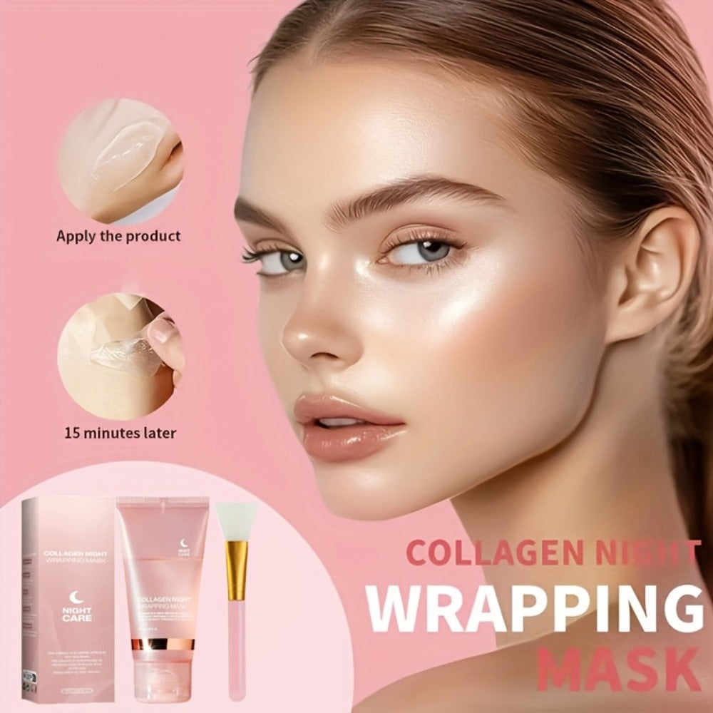 3 Boxes Instant Lifting & Firming Collagen Intensive Moisturizing Sleeping -Off Mask 75g, Enriched with Niacinamide, Collagen, Hyaluronic Acid, And Other Ingredients. The Gel Texture Is Easily Absorbed, Providing Deep Hydration And Moisture.