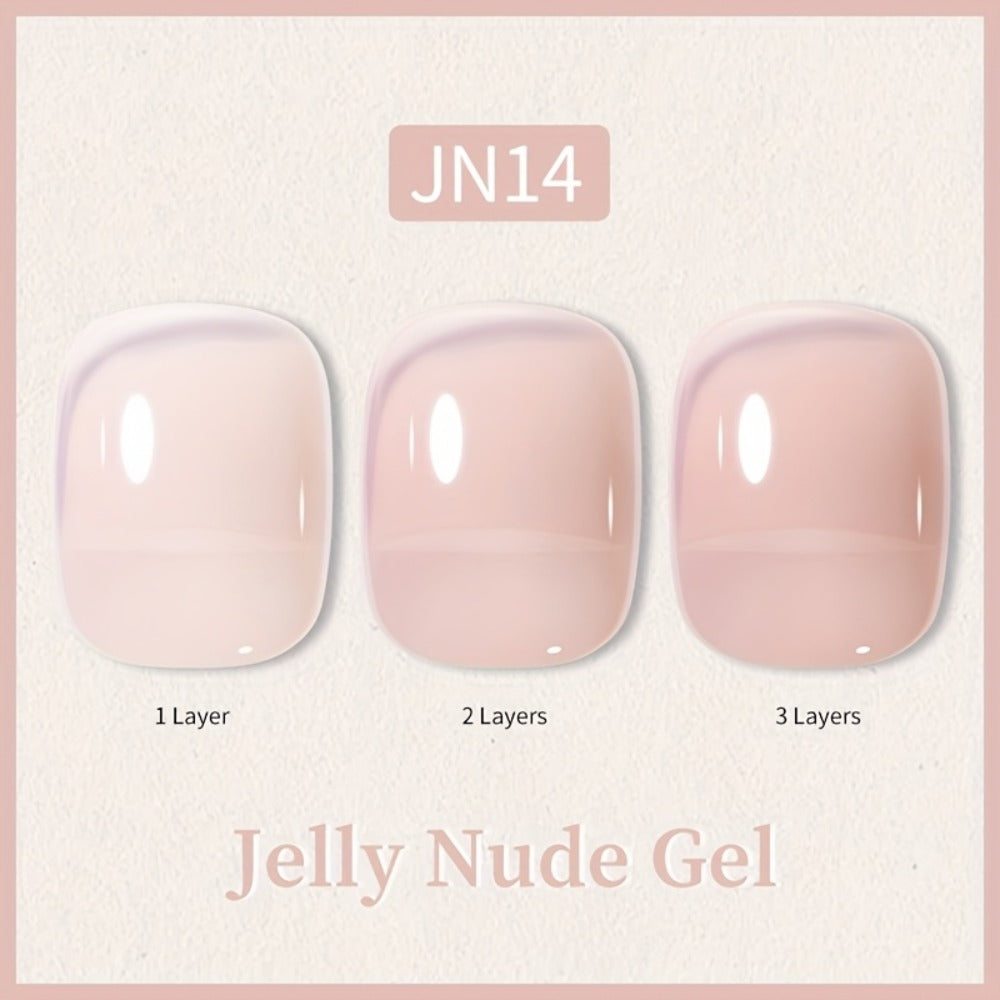 BORN PRETTY 0.34oz Jelly Gel Nail Polish Pink Nude Transparent Skin Color Soak Off LED Jade Nail Art Semi Permanent Varnish