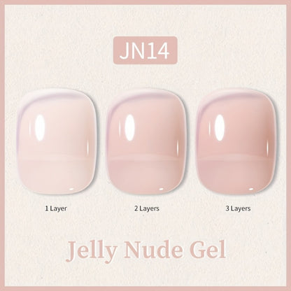 Nude Jelly Gel Nail Polish 10ml Skin Tone Transparent Finish – Semi-Permanent Soak-Off UV LED 30-Day Wear, Jade Nail Art Minimalist Natural Look for Women, Shades JN05 JN68 JN75 JN76