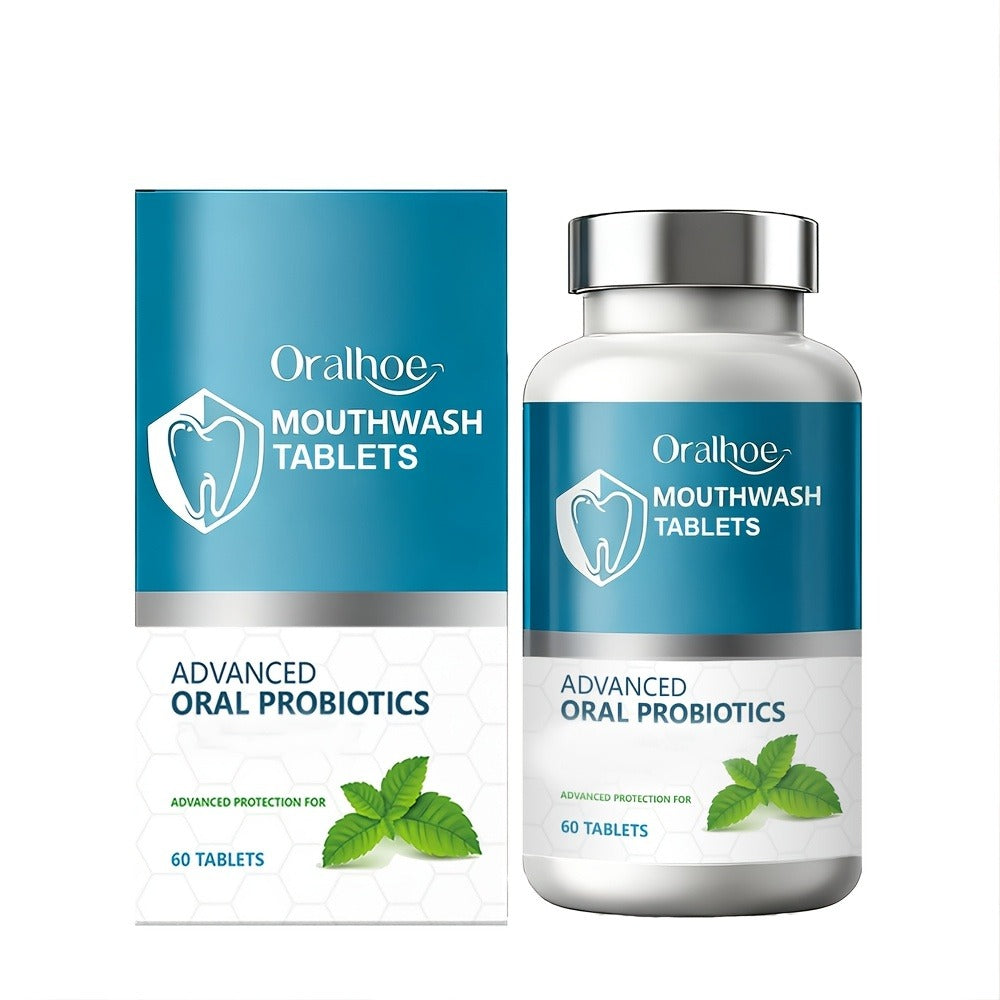 60PCS*2, Large Capacity, Teeth Refreshing Mouthwash Tablets, Gentle Care Oral, Minty Fresh, On The Go.Clean Breath Anywhere, Hygiene Fresh Clean Portable Teeth Cleaning Mouthwash Tablets, Toothpaste Tablets, Good Gifts.