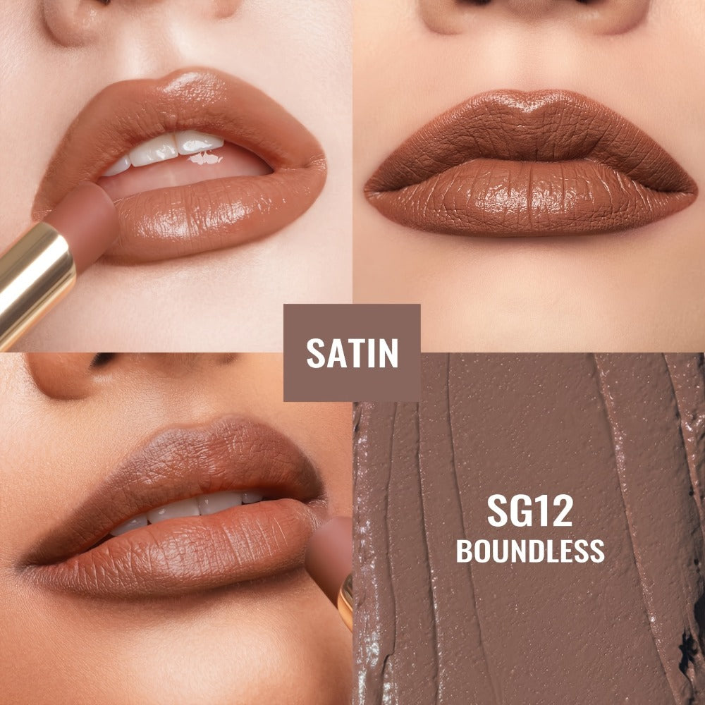 Nude Lipstick Set Oulac Satin Finish - Lightweight Moisturizing Full Coverage Lip Color, Cream-to-Satin Formula, 12g Each, Gift-Ready for Women All Skin Tones (LT-SG Nude Set 2 & 3)