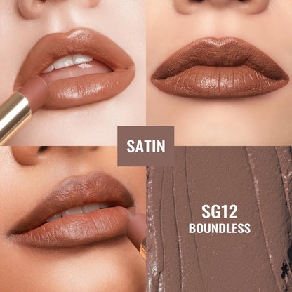 Nude Lipstick Set Oulac Satin Finish - Lightweight Moisturizing Full Coverage Lip Color, Cream-to-Satin Formula, 12g Each, Gift-Ready for Women All Skin Tones (LT-SG Nude Set 2 & 3)