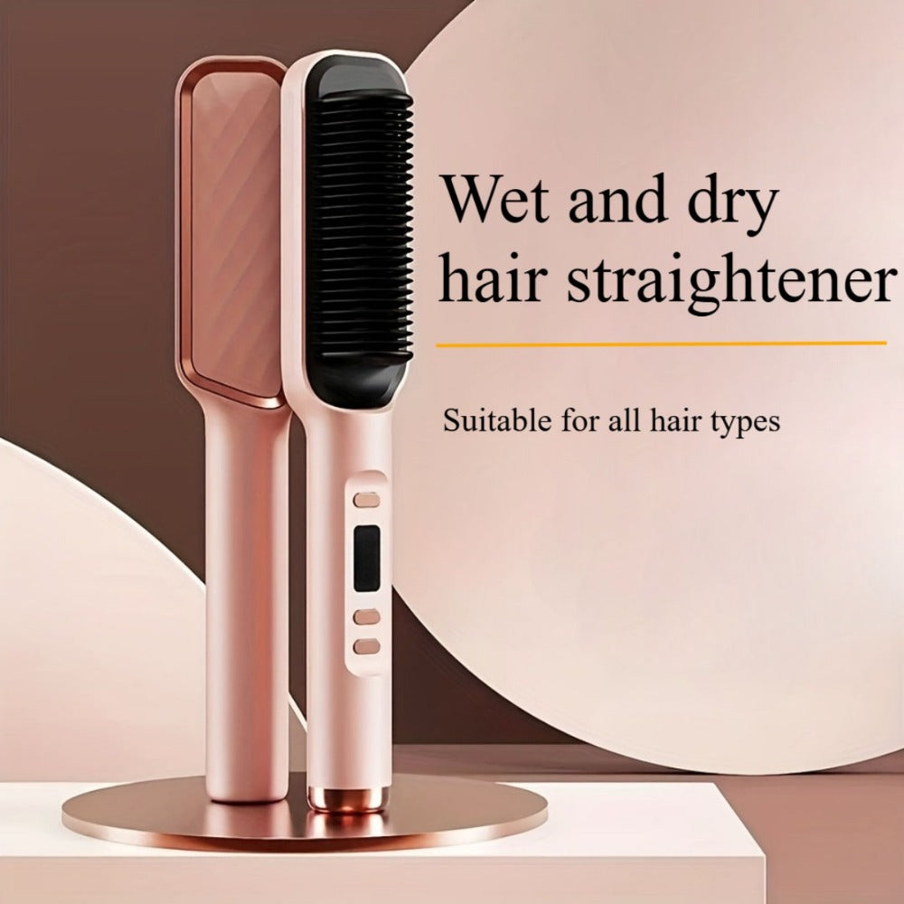2in 1 Wet and Dry Hair Straightener, Portable Hair Straightener Curler, Fast and Adjustable Temperature, Suitable for Home Use and Travel