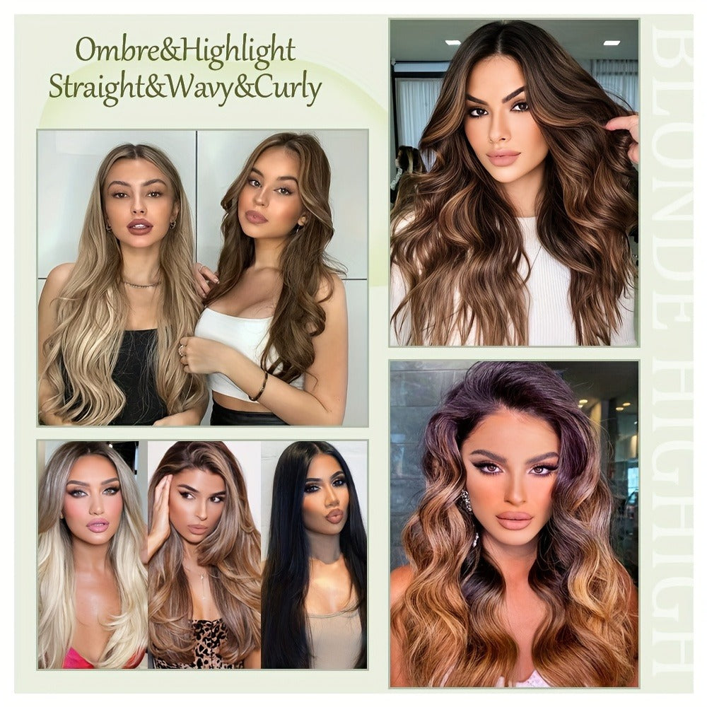 10pcs (10pcs Each) Brazilian Remy Human Hair Tape-In Extensions - Natural Straight Hair 12" 14" 16" 18" 20" 22" 24" Lengths, Invisible Tape-In Weft, 100% for Men &, Blonde/Brown/Blonde Ombre Highlights (Seamless Blending