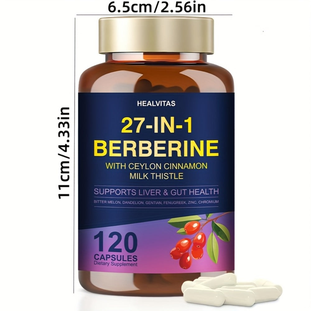 Berberine Supplemen, with Berberine Ceylon Cinnamon & Milk Thistle Green Tea Aloe Vera- Activating Natural Herbal Formula, Liver & Gut Health Support, Gluco Golden Advanced - Digestive Health Support Healthy Immune System Support.
