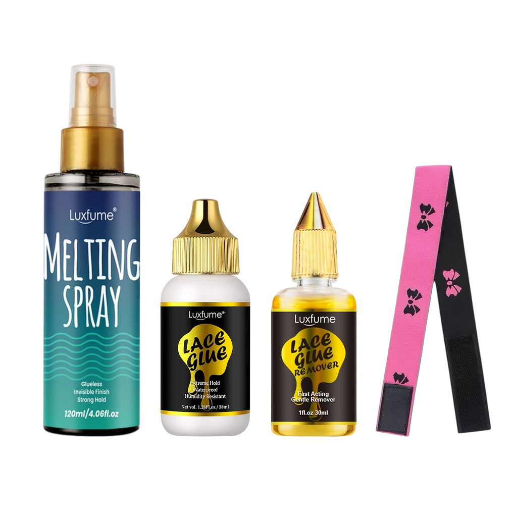 Edge Control Extra Hold Lace Melting Spray Kit, Bold Hold Hair Glue For Lace Wig, Quick-dry Formula With Maximum Hold, No Residue & Invisible Finish, 24h Long-lasting Hold, Safe For Sensitive Scalp & Light Beige, Easy Washable, 4.08fl.oz/120ml, Unisex For