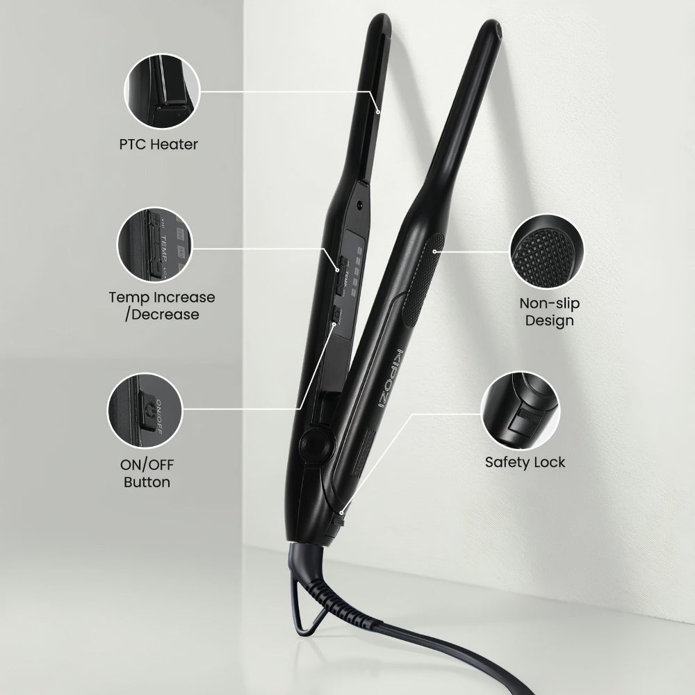 Kipozi 0.3inch Hair Straightener, Short Hair Styling Tools, Beard Care Tools, 2-in-1curly Hair, Curly Hair Straightening, Bangs Styling Small Hairdressing Tools, Unisex Hairdressing Tools, Hair Straightener for Men And Women, Valentine's Gift