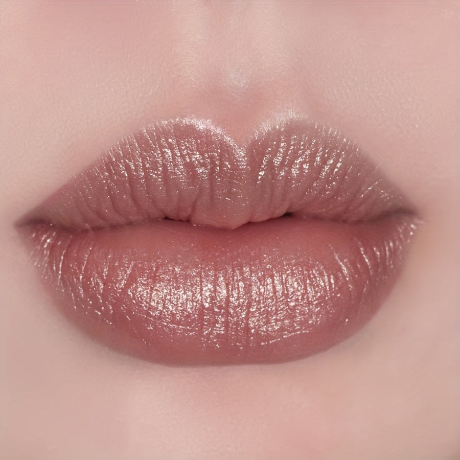3pcs Nude Brown Pearlescent Lipstick Chewy Golden Metallic Texture with Golden Bling Glitter Lipstick Suitable for All Light Beige Daily Light Makeup Plain Face Available for Music Festival