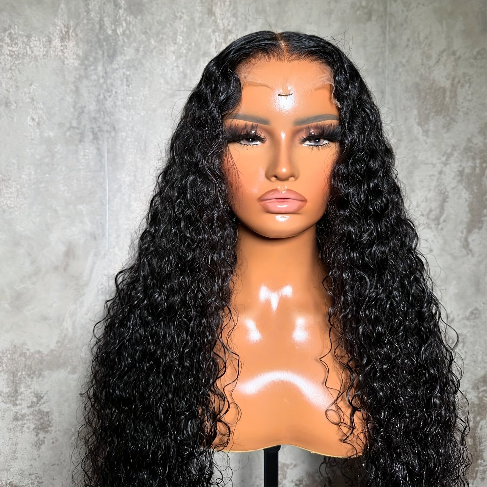 13x4 Deep Curly Lace Wig Black Coily Curly Wig High-Temperature Fiber Transparent Lace Front Wig Deep Curly Lace Front Wig Natural Black 180 Density Wig For Women 28 Inch