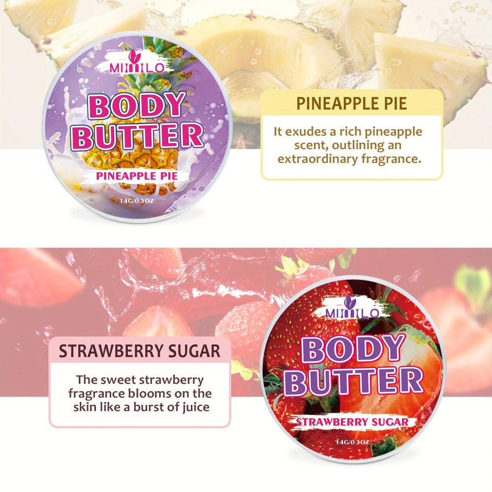 8pcs Fruit Body Glaze Fruity Fragrance - Pineapple, Coconut, Strawberry, Coffee 8 Flavors - Non-Greasy, for all-Day Moisturizing Formula, Travel Size, Suitable for All Occasions, Different Scents, Different Moods