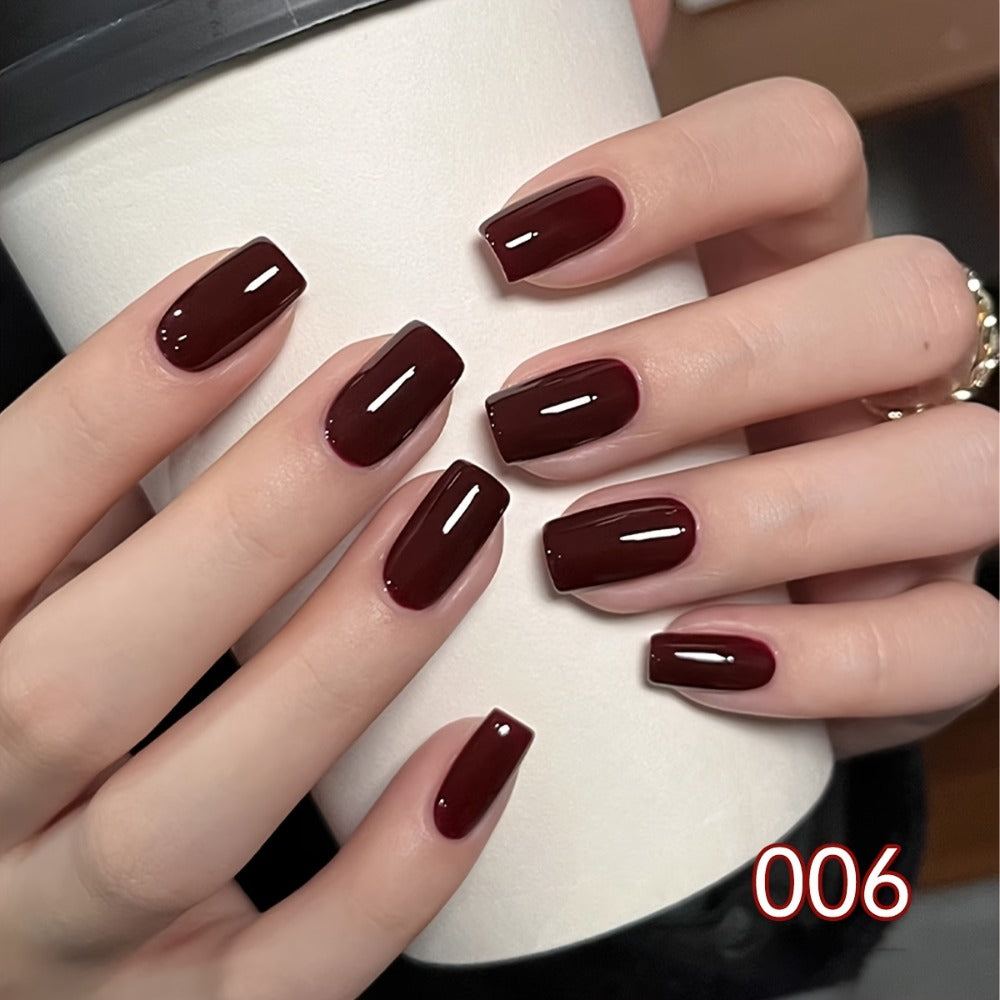MORDDA 9pcs/set Ancola Red Solid Glue -- New Spring And Summer Nail Products Multifunctional Solid Nail Polish With Gradient Effects With Shiny Gloss And Fashionable LED Nails In High Saturation Colors A Top Choicefor Women's Manicures DIY