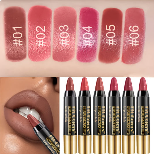 6pcs Glossy Moisturizing Crayon Lipstick Set, Versatile Lip Balm Lipstick, Durable And Easy to Color, Suitable for All Skin Types, a Must-Have for Girls, And a Valentine'S Day Gift for Ladies