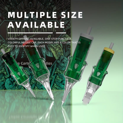 Disposable Tattoo Needles 20pcs Mixed Set - RL RS M1 C-M Multi-Gauge, High Transparency Cartridge, Lasting Sharpness & Ample Ink Capacity for Professional Artists & Beginners