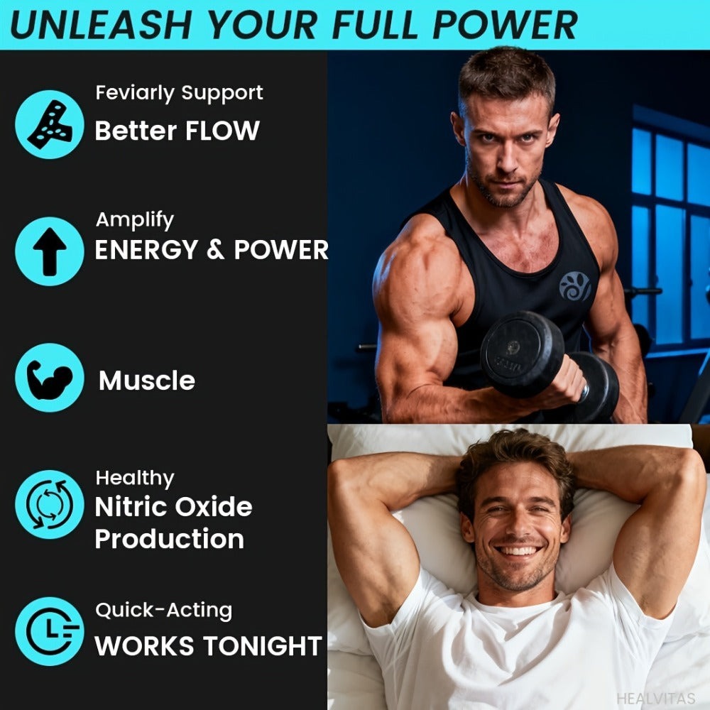 Mega Men'S Health Supplements, Muscle, Nitric Oxide And Blood Pressure Support, Blue Chew, Vigor Capsule Supplements with 3000Mg AAKG, L-Arginine, L-Citrulline, Superbeetroot, Get Swole, Workout Performance, Fast-Acting, Caffeine-Free